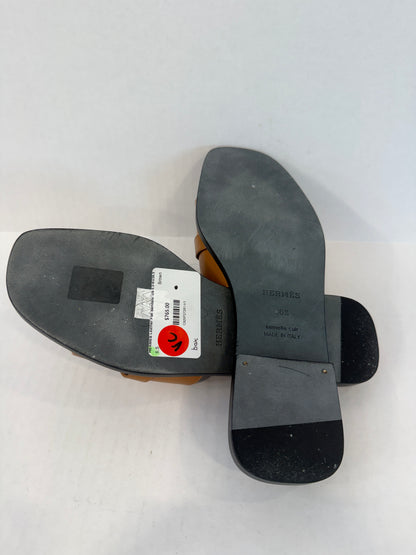 HERMES Leather Flat Sandals/ US 6.5-EU36.5