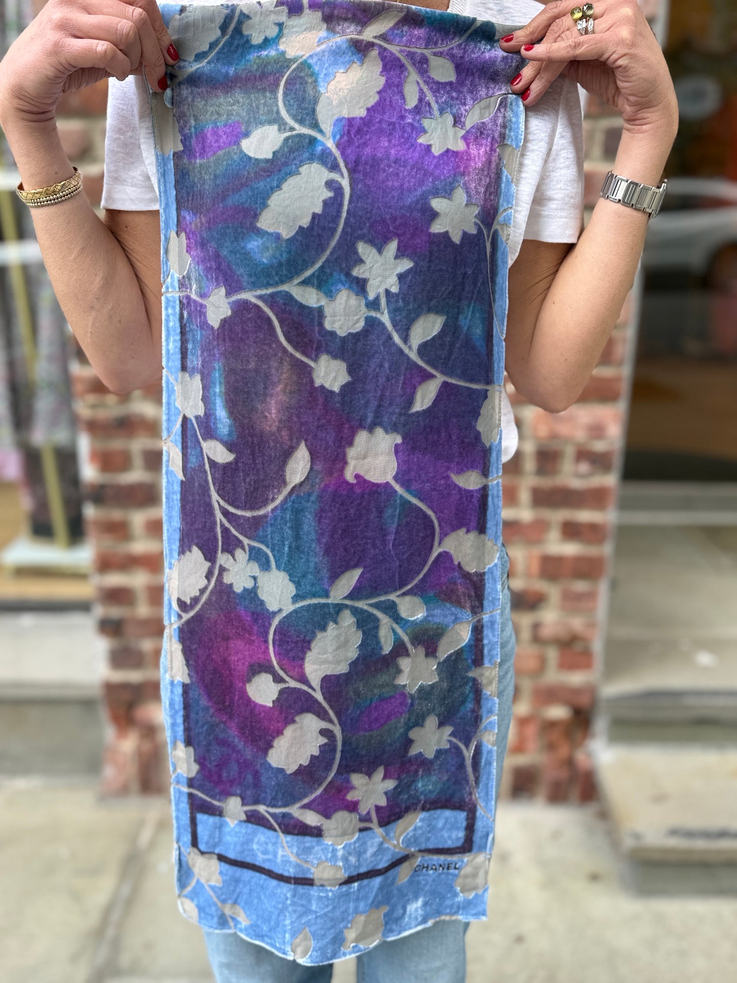 CHANEL Velvet Long Scarf