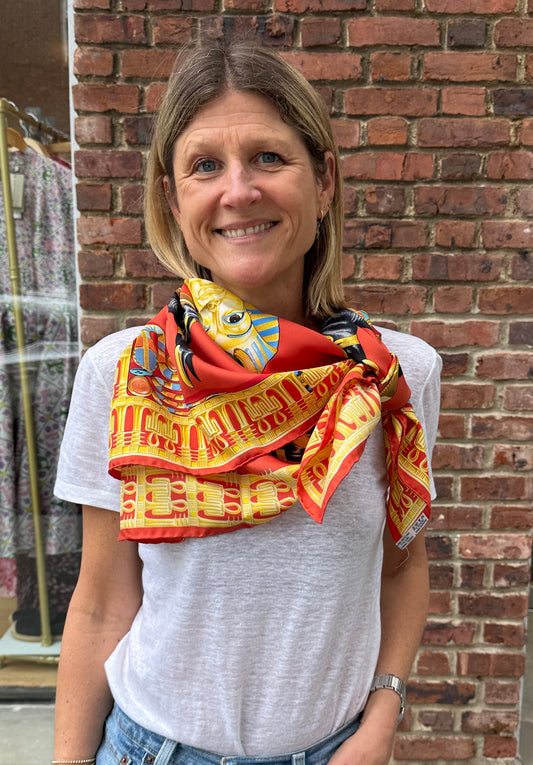 HERMES "Tuthenkhamun" 90cm Square Silk Scarf