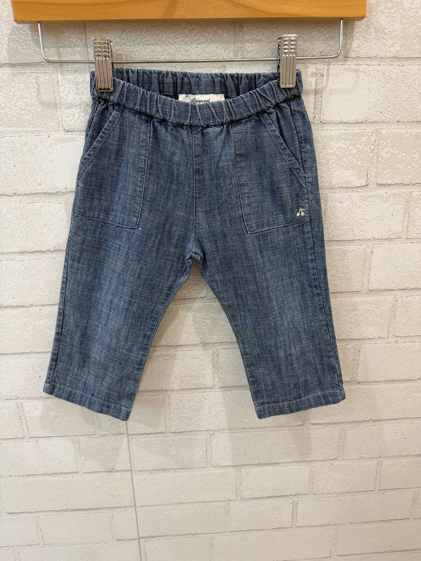 BONPOINT Denim With 2 Pockets and Cherry/ 18M