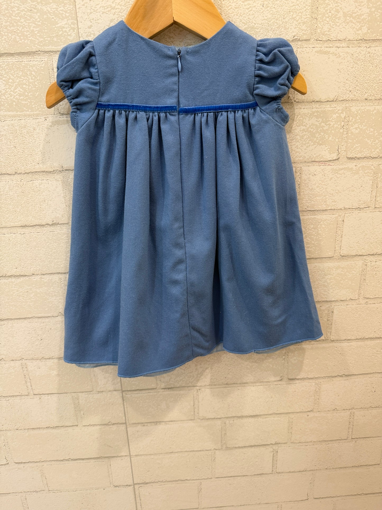FLEURISSE No Sleeves Short Dress With Blue Pearls / 12M