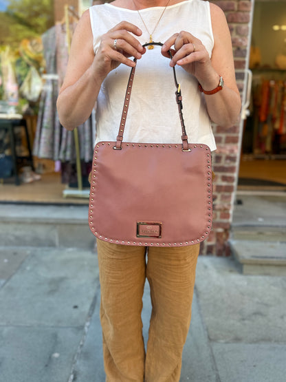 VALENTINO GARAVANI NWT Brown Nappa Leather Rockstud Shoulder Bag