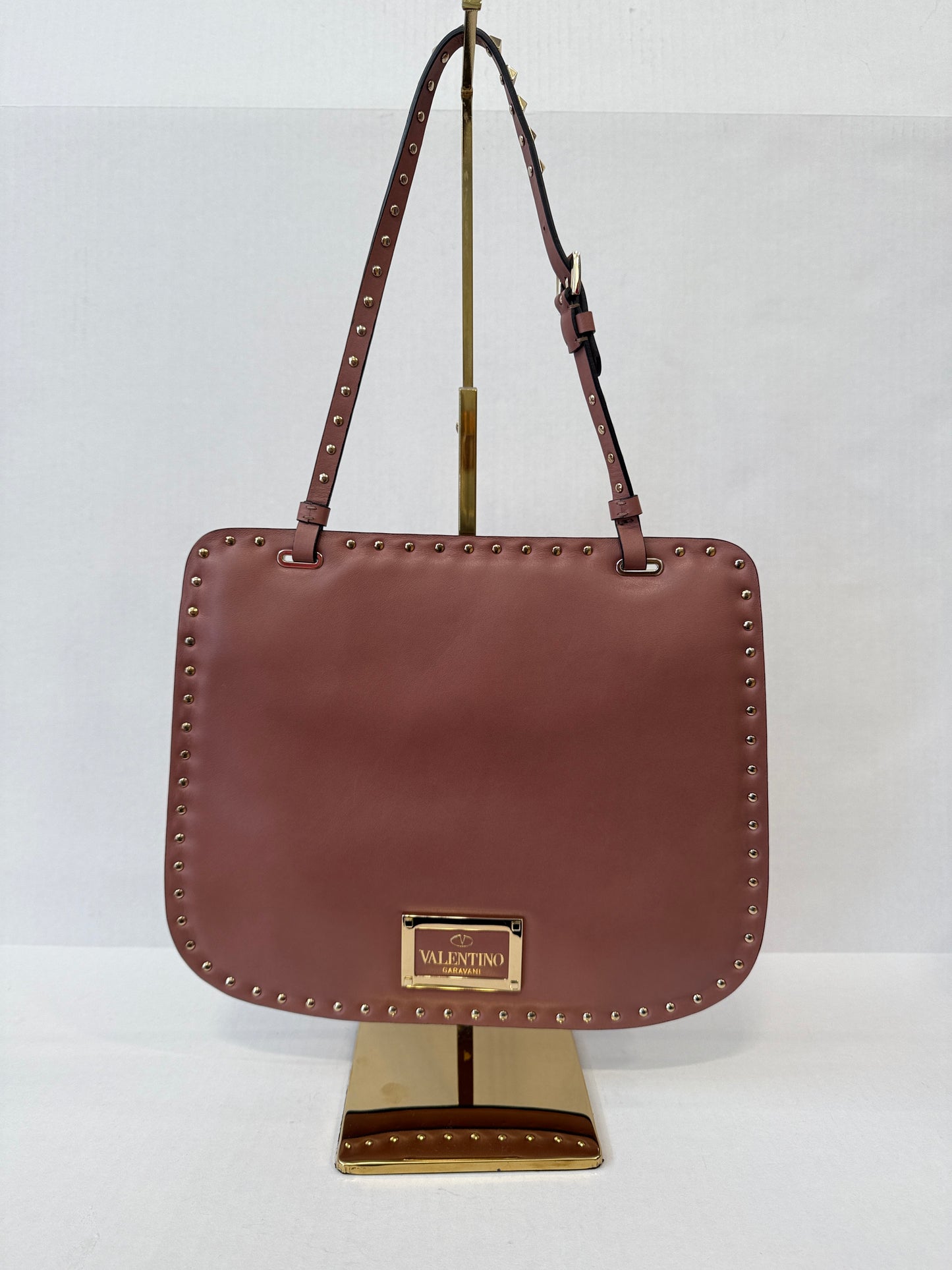 VALENTINO GARAVANI NWT Brown Nappa Leather Rockstud Shoulder Bag