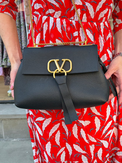 VALENTINO GARAVANI NWT V-Ring Leather Medium Shoulder Bag