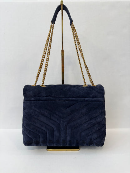SAINT LAURENT Loulou Velvet Shoulder Bag
