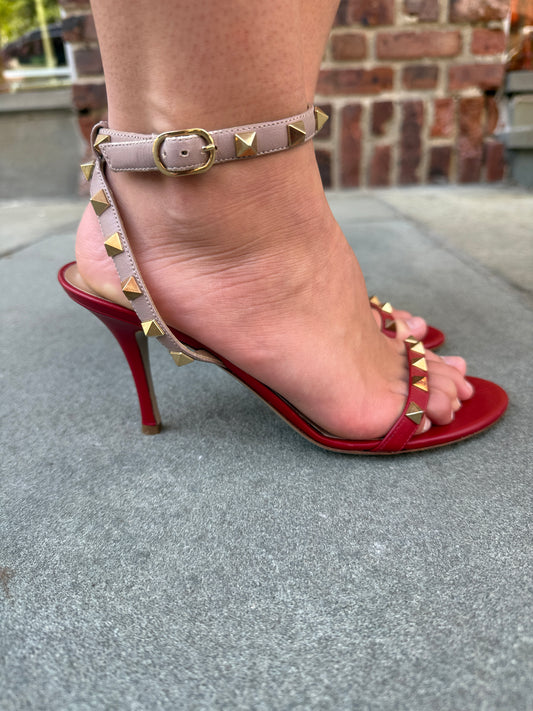 VALENTINO Rock Stud Heeled Sandals/ 37-6.5