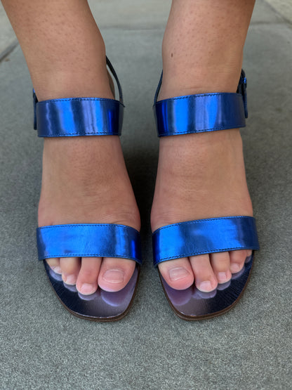 SERGIO ROSSI Leather Patent Platform Sandals/US6-EU36