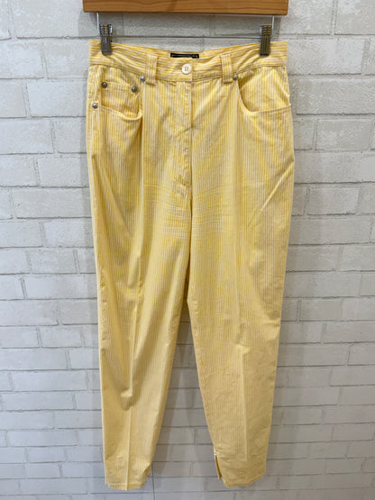 VERSUS BY GIANNI VERSACE Cotton  Stripes Print High Rise Zip Ankle Pant/M