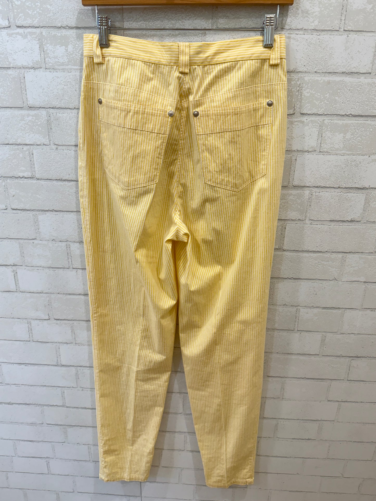 VERSUS BY GIANNI VERSACE Cotton  Stripes Print High Rise Zip Ankle Pant/M