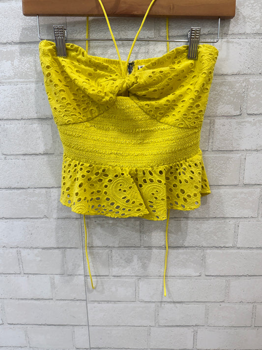 ALICE + OLIVIA Eyelet Peplum Halter Top/XS-US0