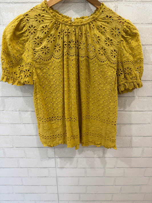 ULLA JOHNSON Cotton Eyelet SS Blouse/S