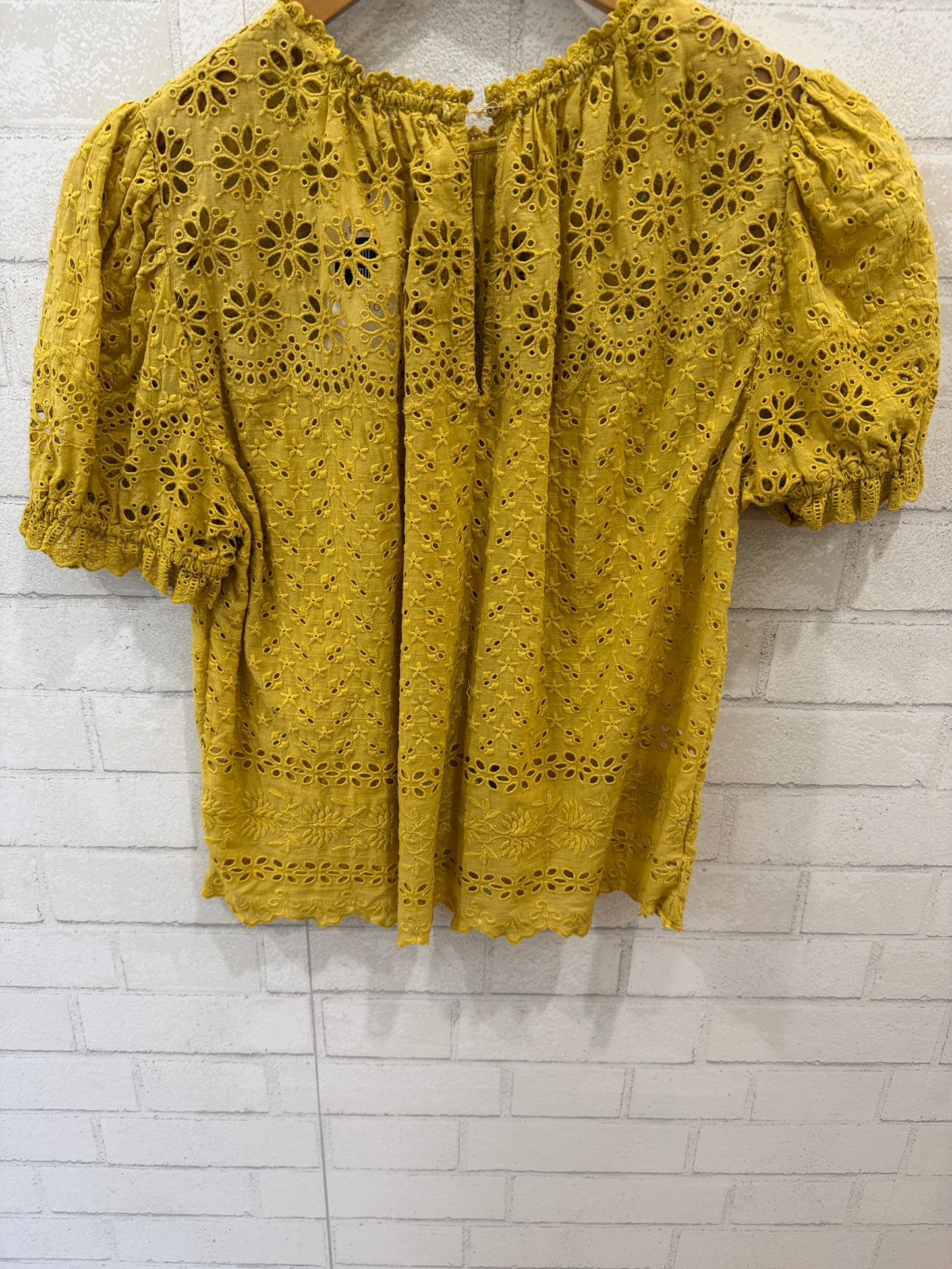 ULLA JOHNSON Cotton Eyelet SS Blouse/S