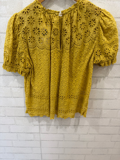 ULLA JOHNSON Cotton Eyelet SS Blouse/S