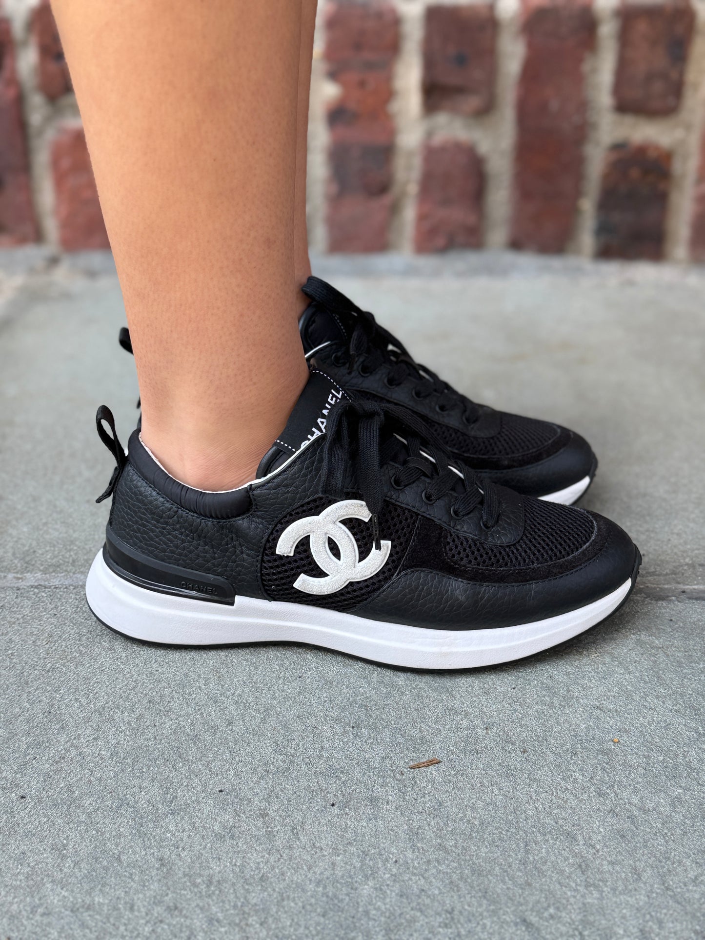 CHANEL Leather & Suede Sneakers/ US6.5-EU37