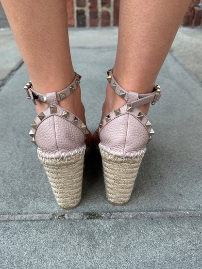 VALENTINO GARAVANI NWT  Leather Rockstud Wedge Sandals/US5-EU36