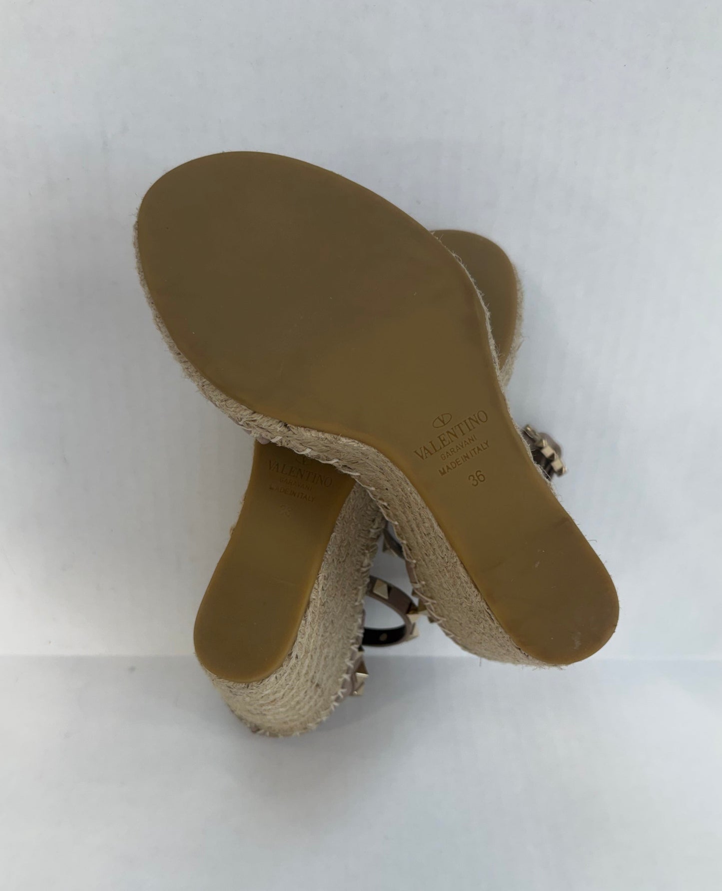 VALENTINO GARAVANI Rockstud Espadrille Wedge Sandal in Blush — NWT | EU 36-US 6