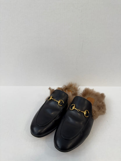 GUCCI Leather Princetown Shearing Loafers Mules/US6-EU36