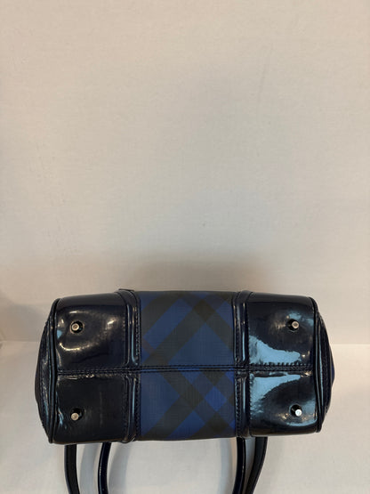 Burberry Blue Label Check Print Coated Canvas Backpack with Patent Leather Trim