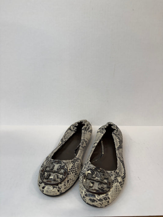 TORY BURCH Python Embossed Leather Ballet Flats/ US7-EU37.5