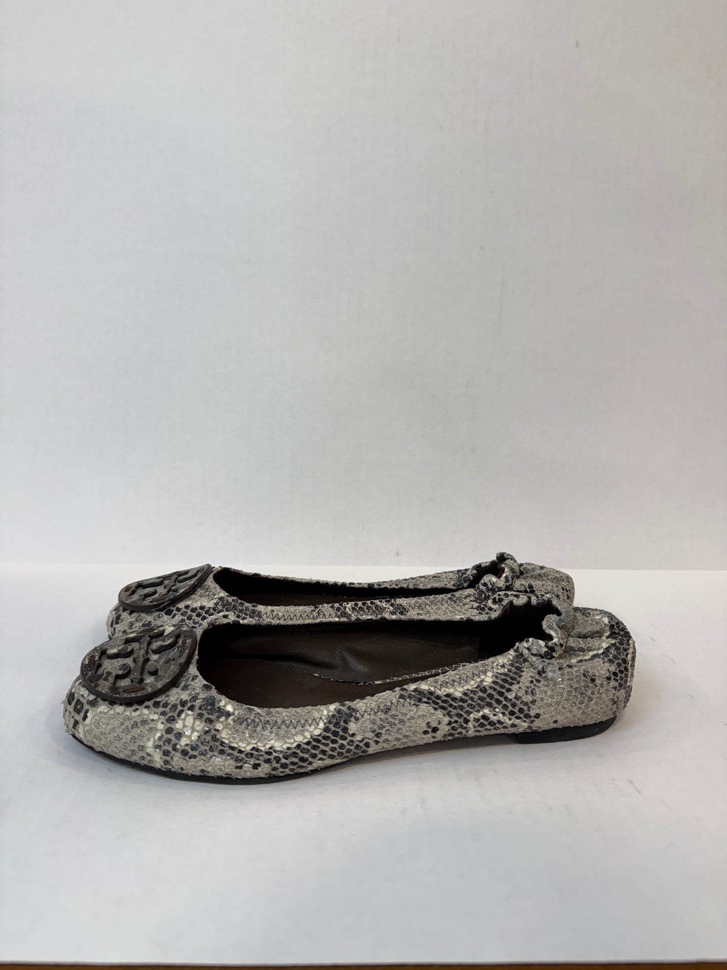 TORY BURCH Python Embossed Leather Ballet Flats/ US7-EU37.5