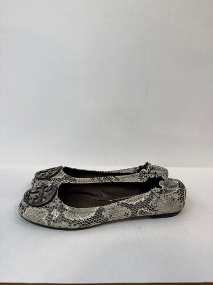 TORY BURCH Python Embossed Leather Ballet Flats/ US7-EU37.5