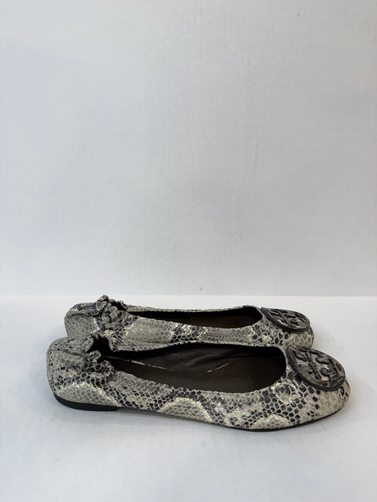 TORY BURCH Python Embossed Leather Ballet Flats/ US7-EU37.5