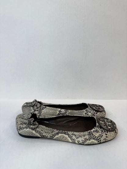 TORY BURCH Python Embossed Leather Ballet Flats/ US7-EU37.5