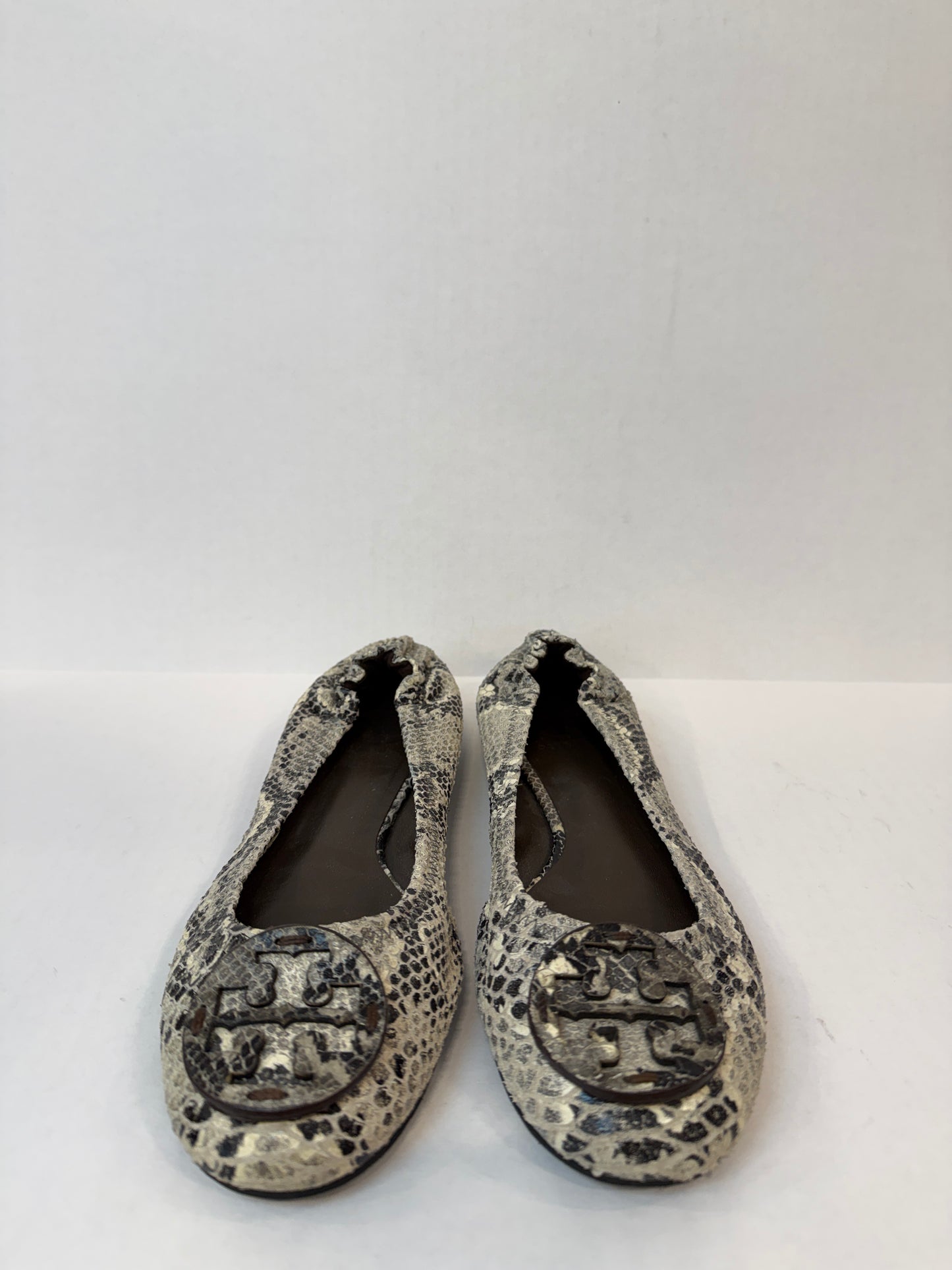 TORY BURCH Python Embossed Leather Ballet Flats/ US7-EU37.5