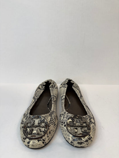 TORY BURCH Python Embossed Leather Ballet Flats/ US7-EU37.5