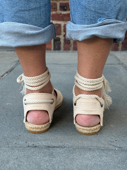 DIOR Granville Espadrille Flats in Mesh Canvas with Ankle Tie — Authentic Pre-Owned | Size EU 40 / US 9