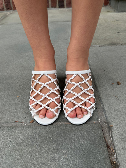 JIMMY CHOO Leather Braided Mules / US 6.5-EU36.5