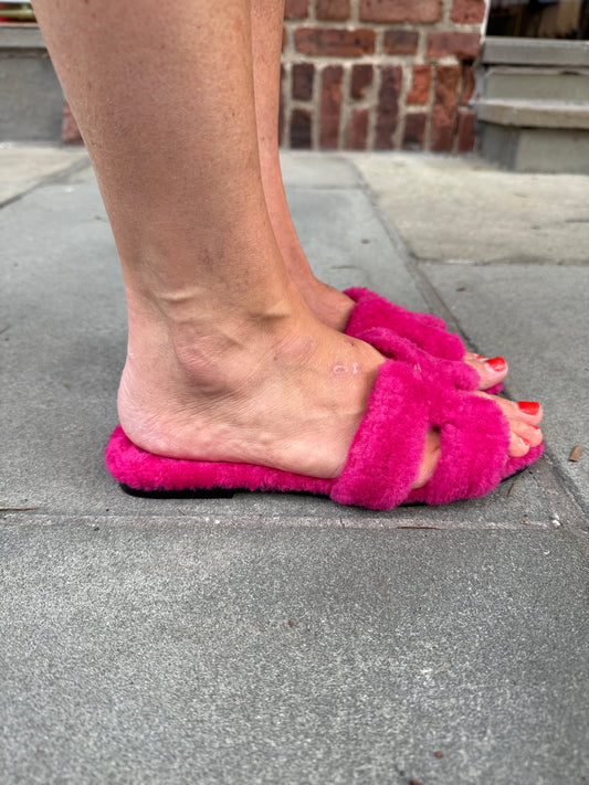 HERMES Faux Fur Slides / US8-EU39
