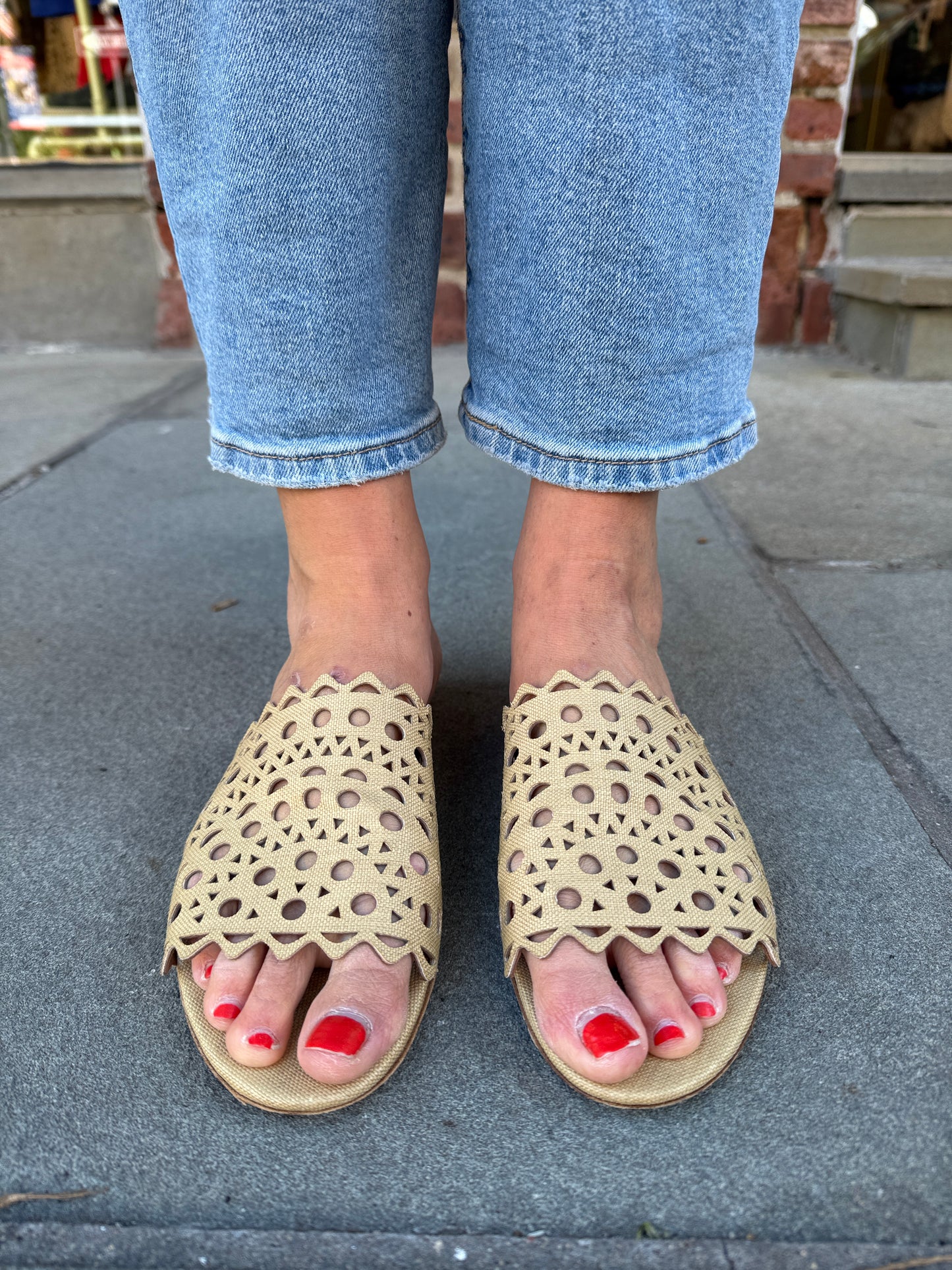 ALAIA  Leather Cut Out Slide Sandals / US8.5-EU39.5