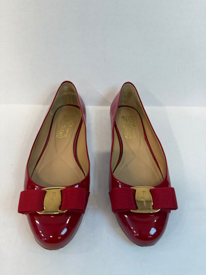 FERRAGAMO Patent Leather Varina Ballerines/ US6- EU36