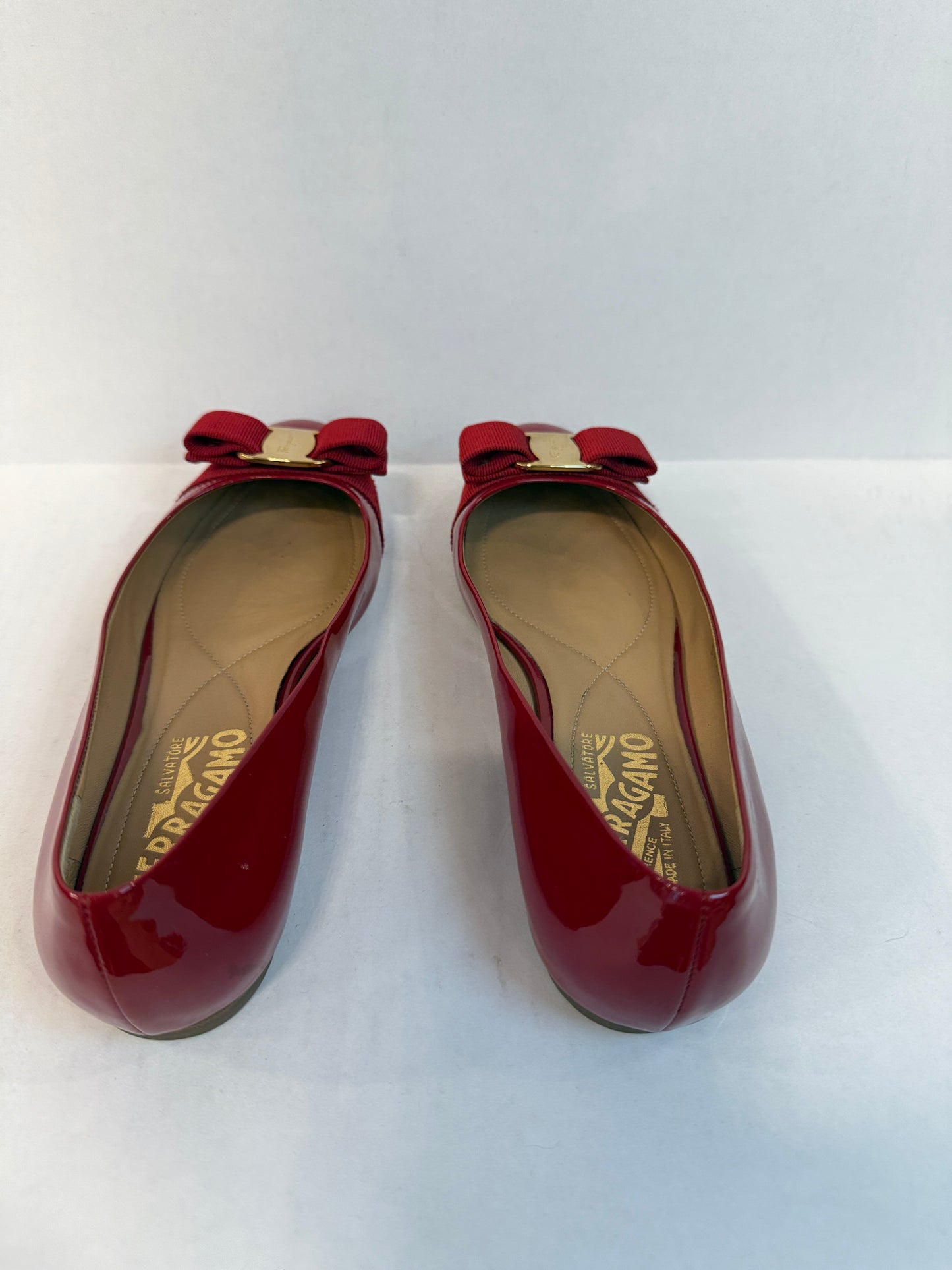 FERRAGAMO Patent Leather Varina Ballerines/ US6- EU36