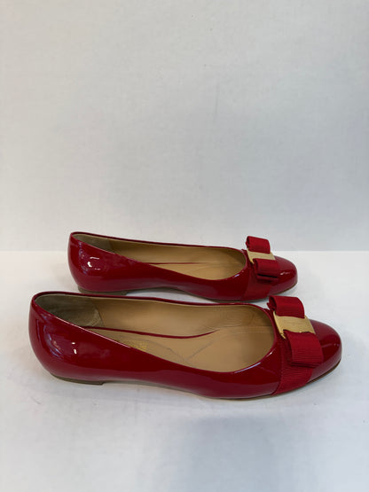 FERRAGAMO Patent Leather Varina Ballerines/ US6- EU36