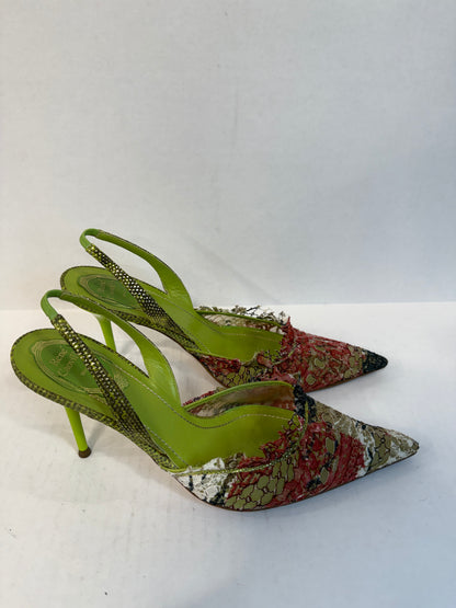 RENE CAOVILLA Sling Back Lace Mules Sandals / US8-EU39