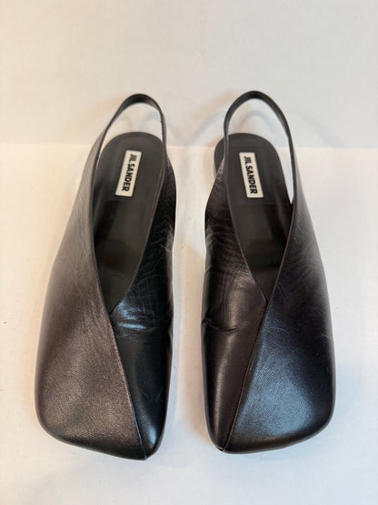 JIL SANDER Leather Flat Slingback Flat Pump / US8.5-EU39