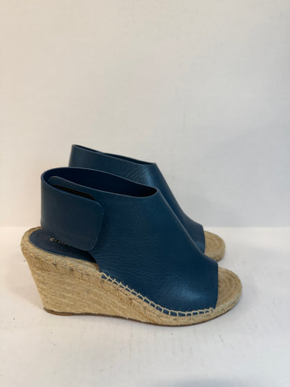 CELINE Leather Wedge Espadrilles/ US6-EU36