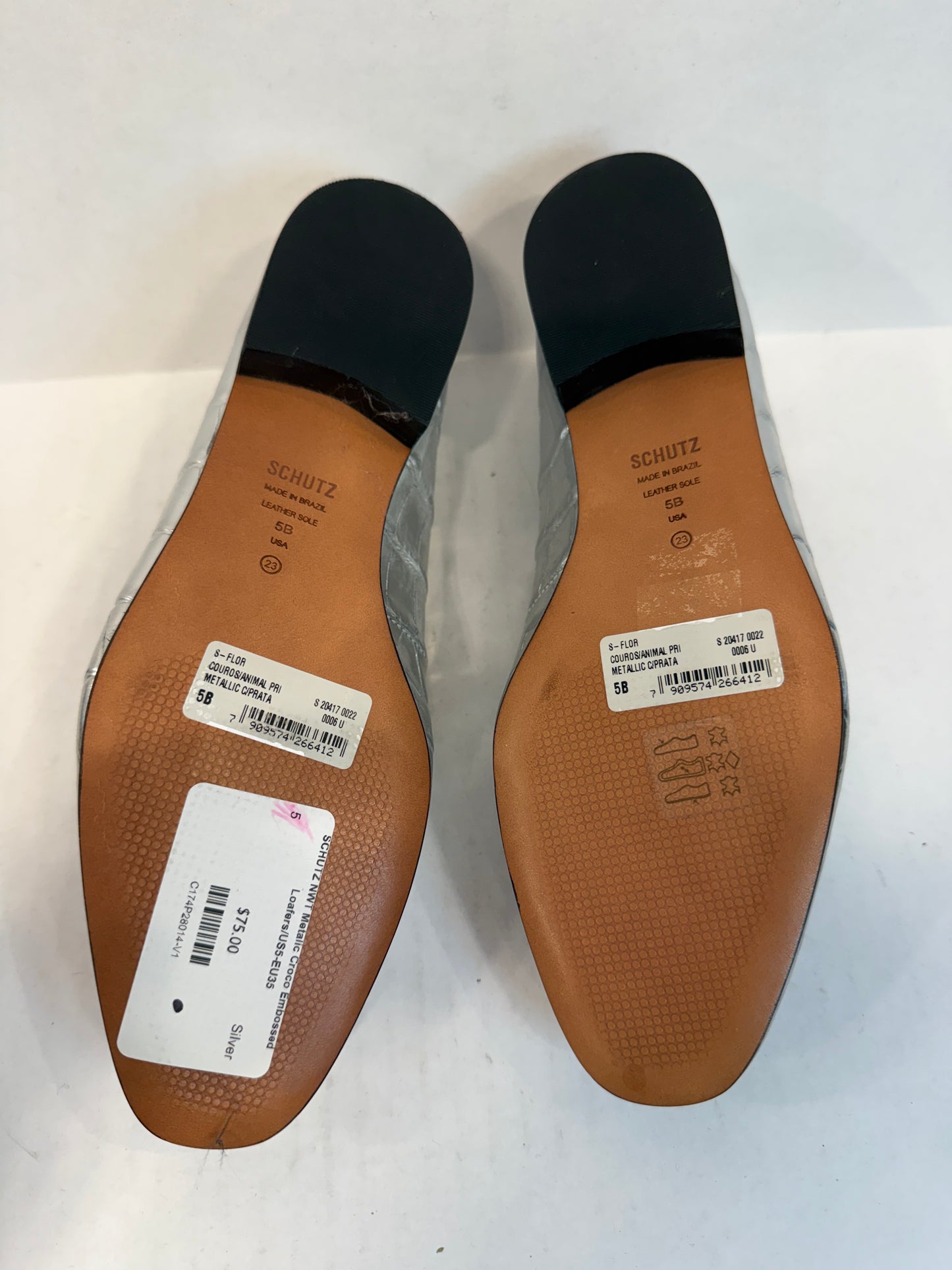 SCHUTZ  NWT Metalic  Croco Embossed Loafers/US5-EU35