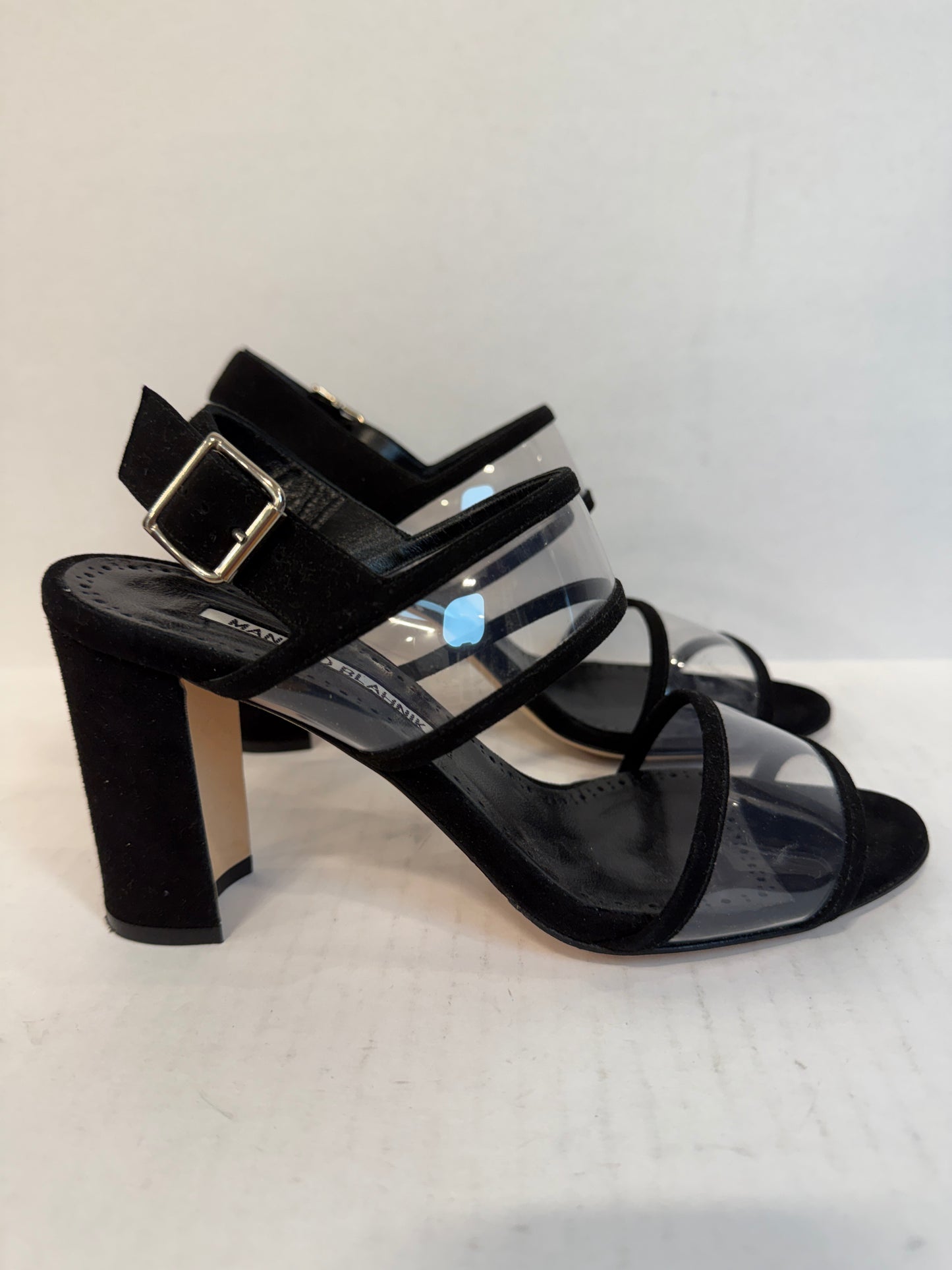 MANOLO BLAHNIK Suede Block Heel Sandals / US6.5-UE37