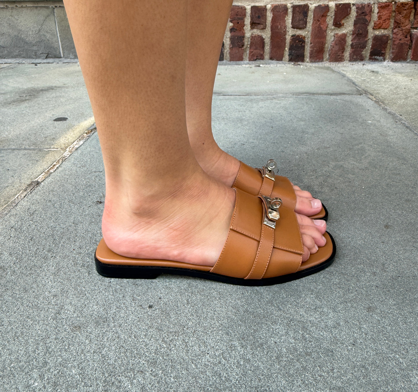 HERMES Leather Flat Sandals/ US 6.5-EU36.5