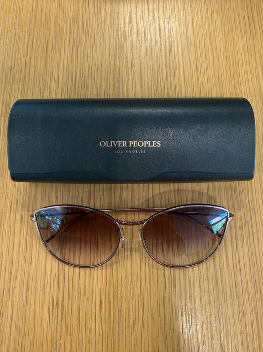 OLIVER PEOPLES Rayette Pink Gold Metallic Cat Eye Sunglasses