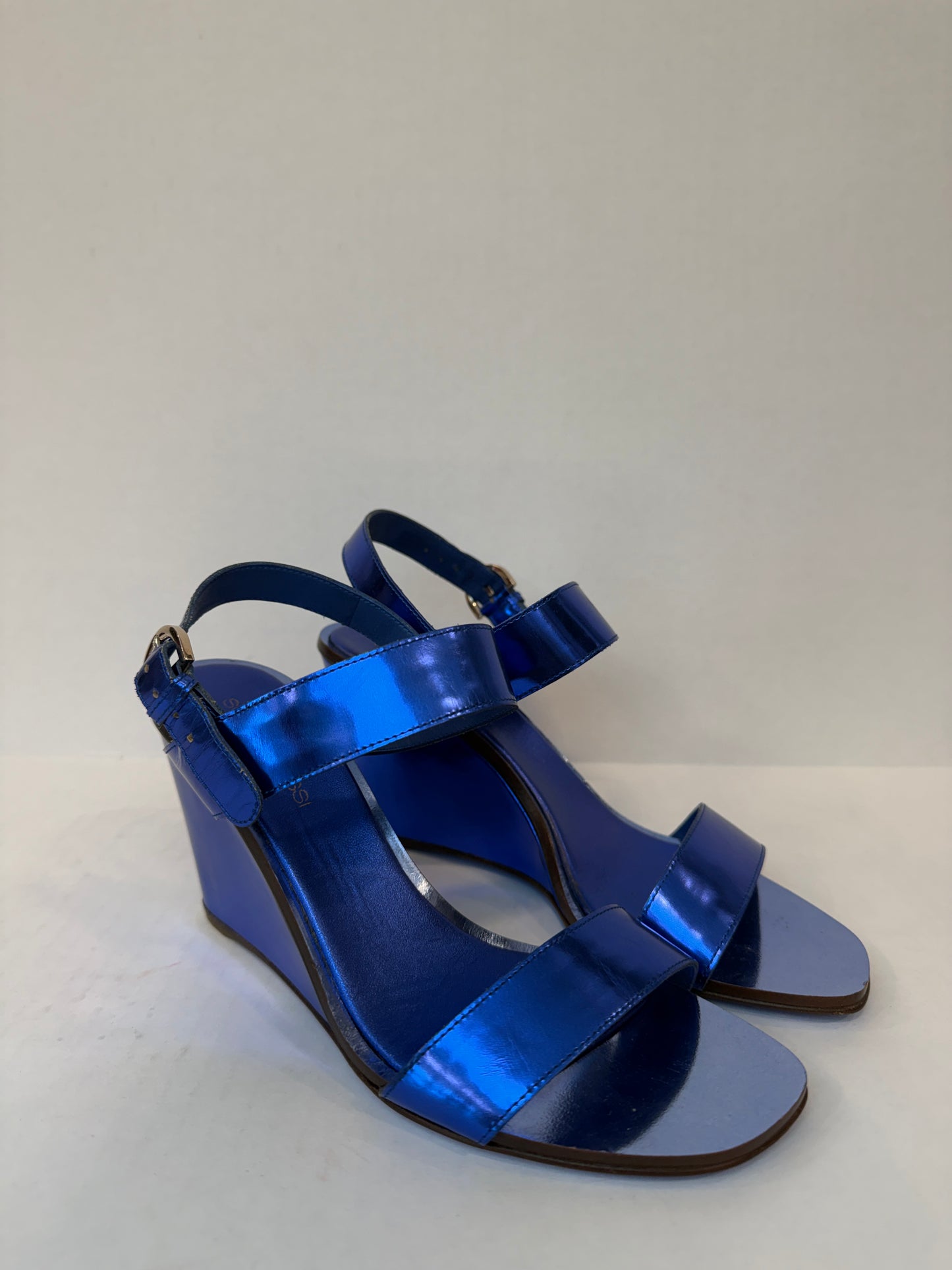 SERGIO ROSSI Leather Patent Platform Sandals/US6-EU36