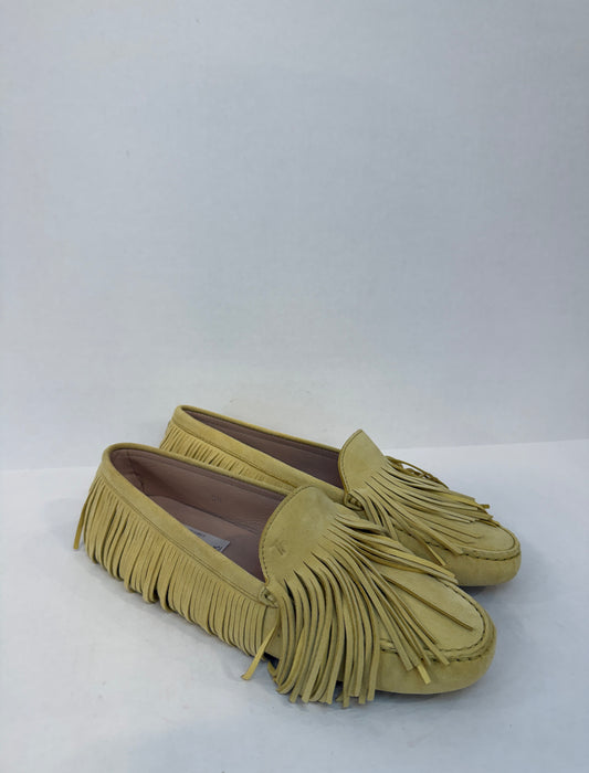 TOD'S NWT Suede Driving Yellow Loafers / US8