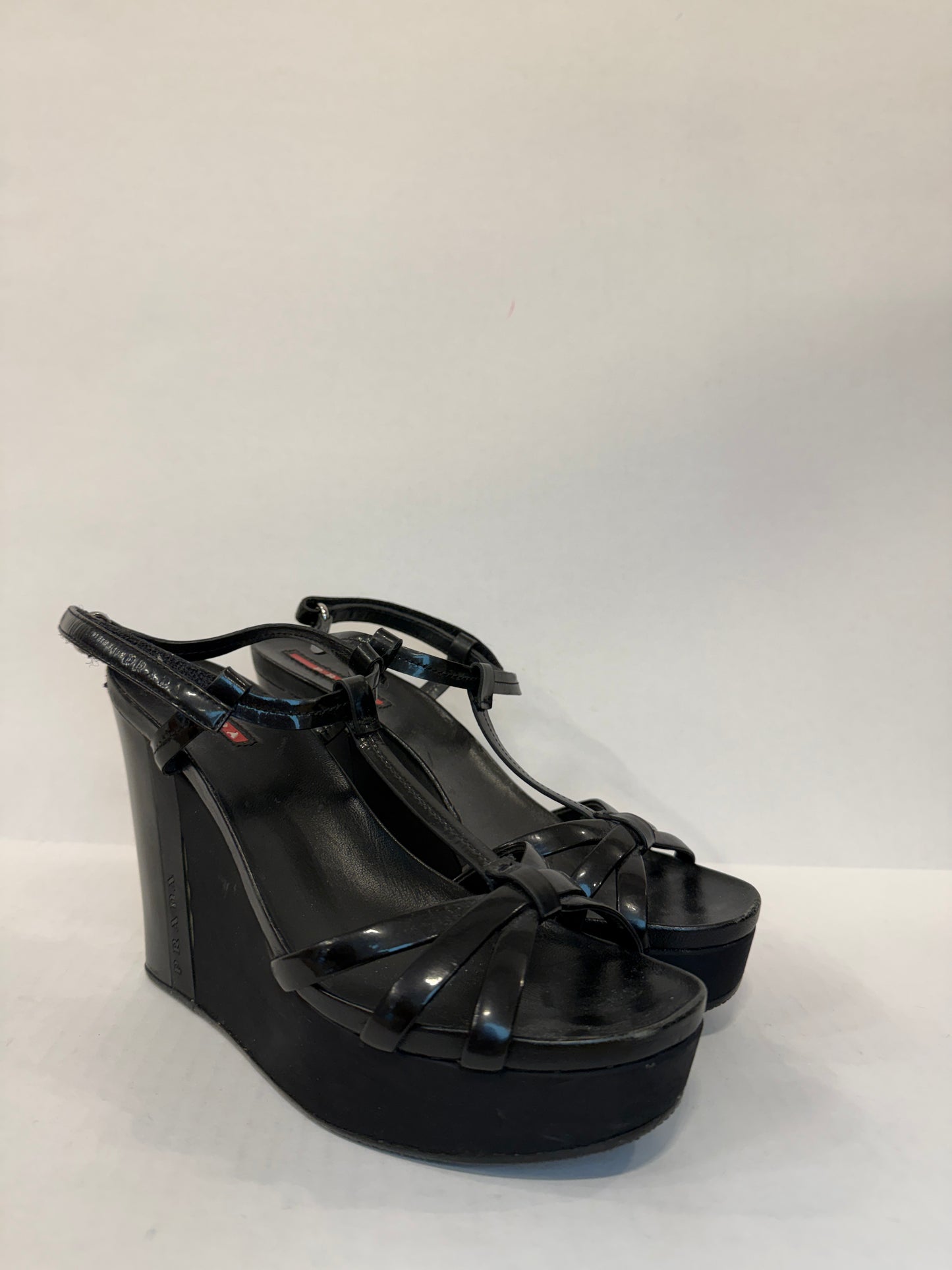 PRADA Wedge Black Leather / US8 UE38.5