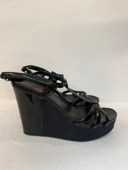 PRADA Wedge Black Leather / US8 UE38.5