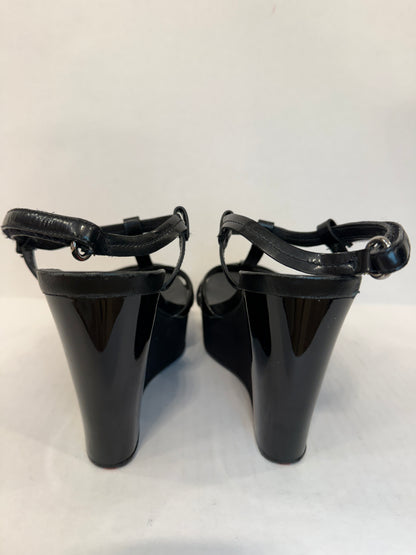 PRADA Wedge Black Leather / US8 UE38.5