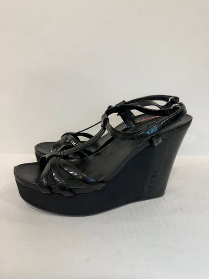 PRADA Wedge Black Leather / US8 UE38.5