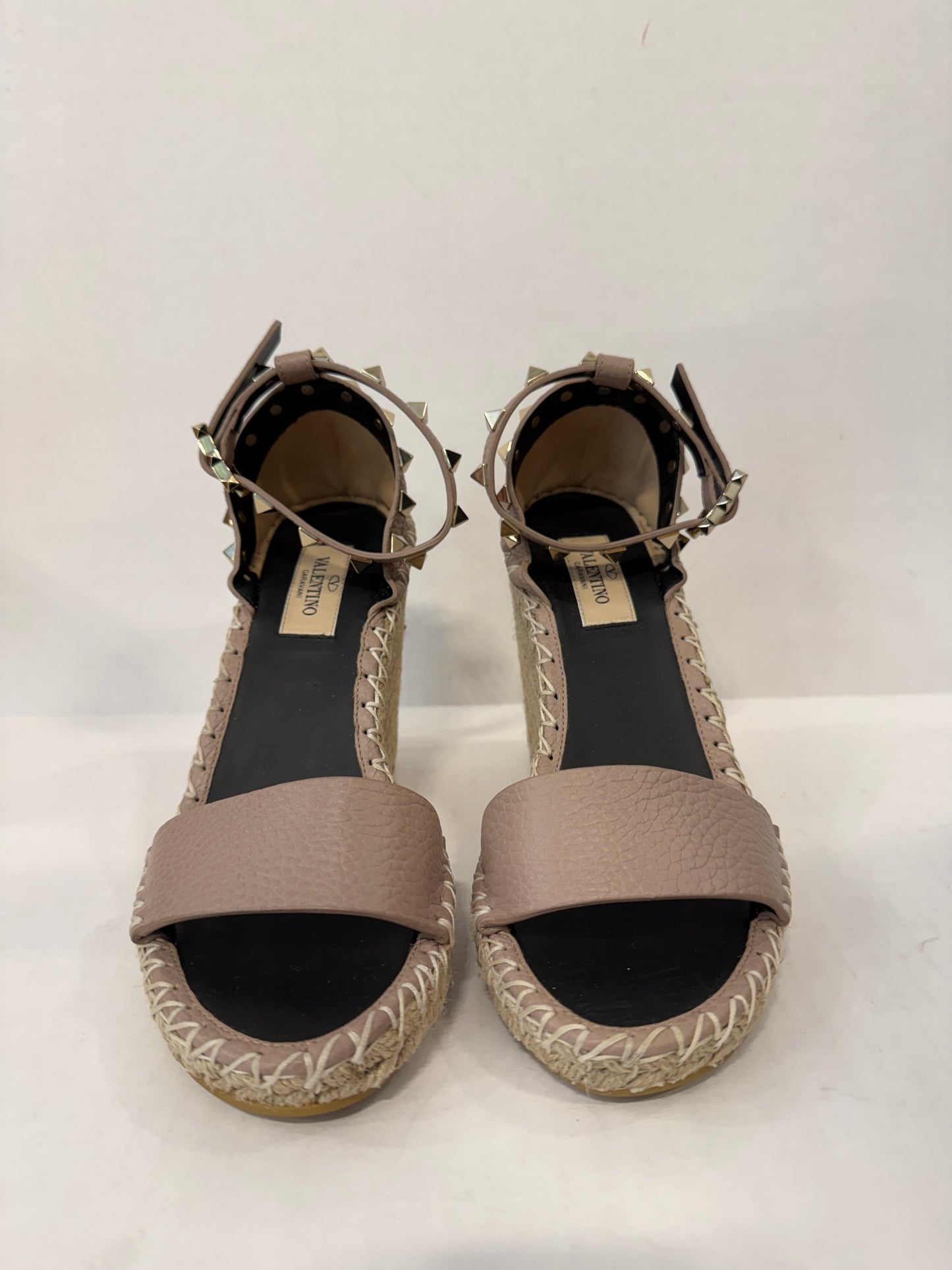 VALENTINO GARAVANI Rockstud Espadrille Wedge Sandal in Blush — NWT | EU 36-US 6
